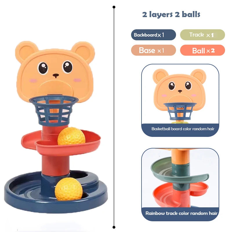 Different Layers Baby Track Rolling Ball Toy Early Educational Puzzle Toy for Children Montessori Sliding Track Tower Kids Gift