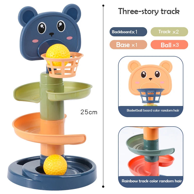 Different Layers Baby Track Rolling Ball Toy Early Educational Puzzle Toy for Children Montessori Sliding Track Tower Kids Gift