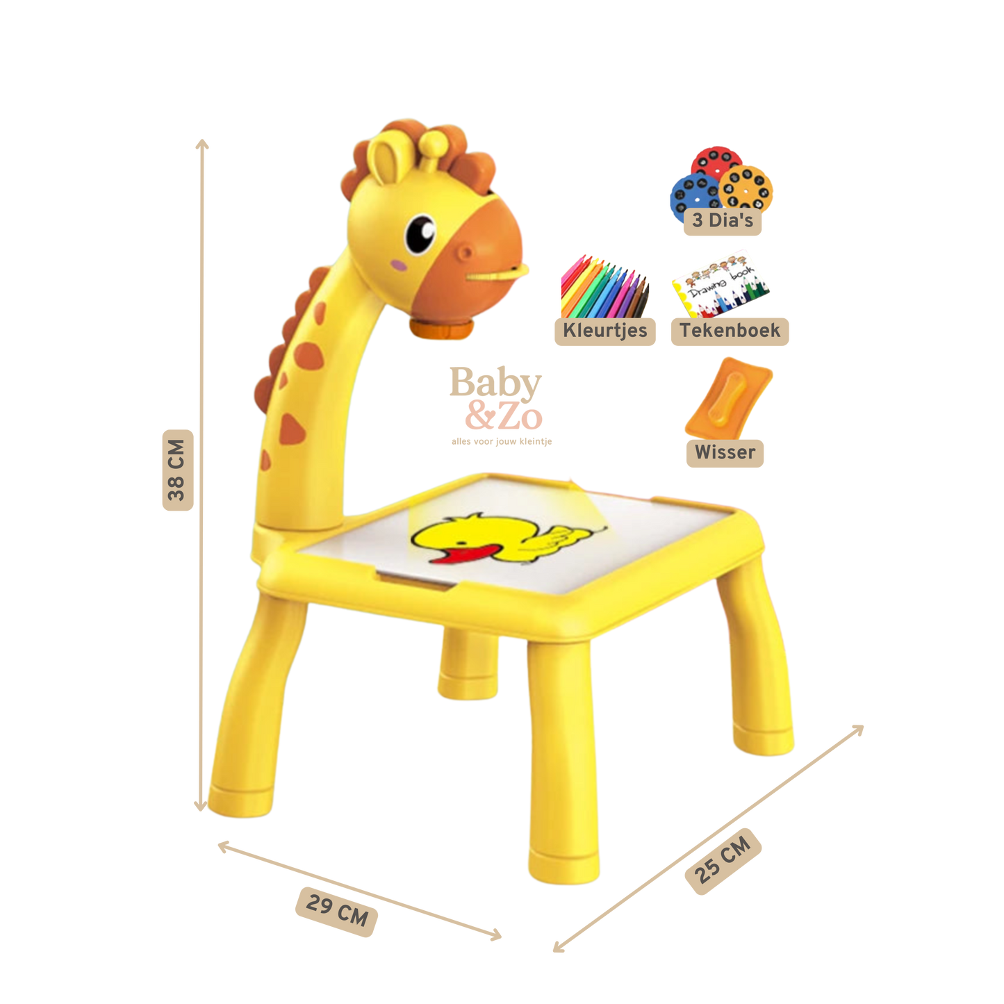 Giraffe Projectie Tekentafel voor Kinderen | Educatief Teken Speelgoed met Projector | Inclusief Stiften, Dia’s & Tekenboekje