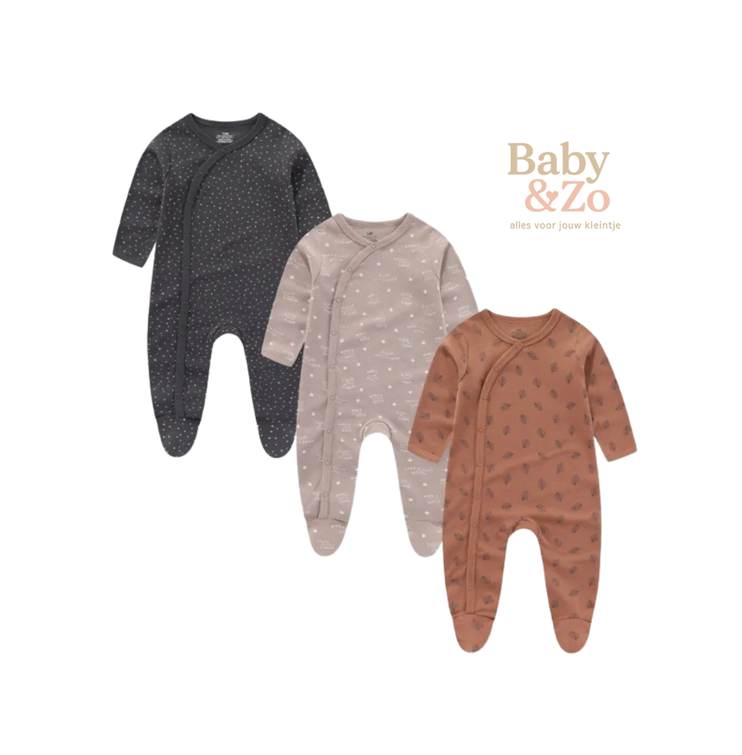 Set van 3 Babyboxpakjes| Ademend Katoen & Leuke Prints | 0-6 mnd