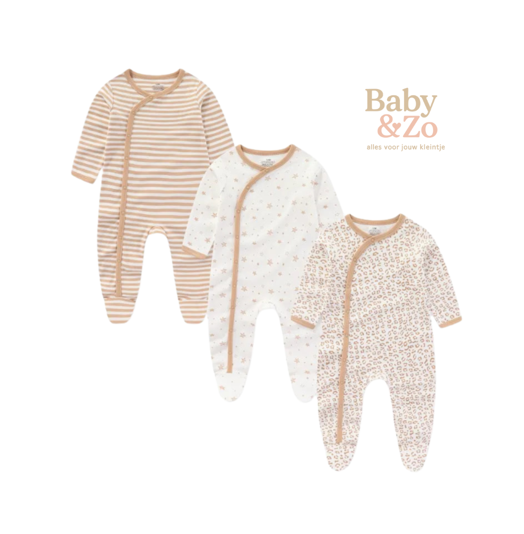Set van 3 Babyboxpakjes| Ademend Katoen & Leuke Prints | 0-6 mnd