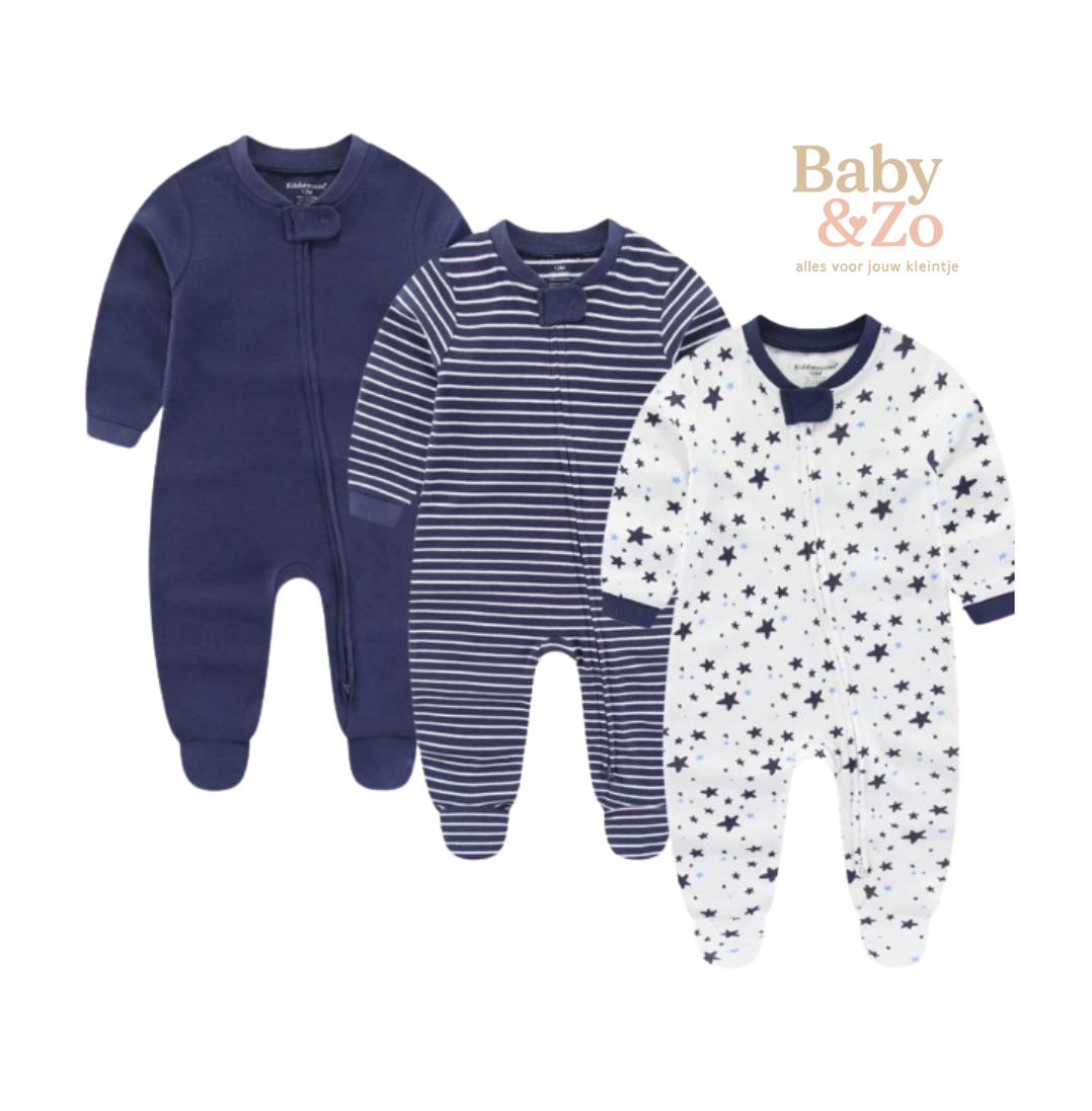 Set van 3 Babyboxpakjes| Ademend Katoen & Leuke Prints | 0-6 mnd