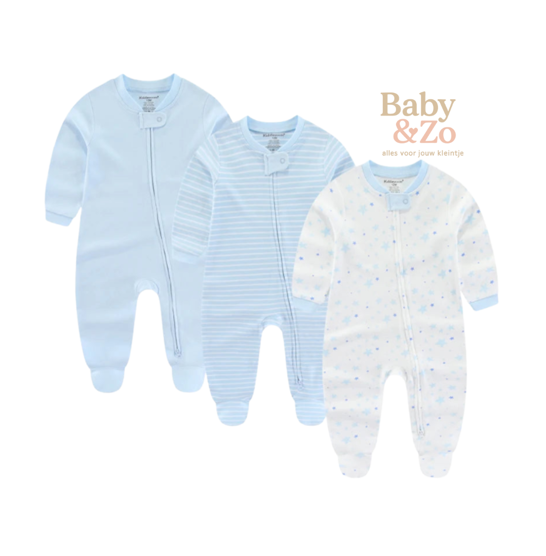 Set van 3 Babyboxpakjes| Ademend Katoen & Leuke Prints | 0-6 mnd