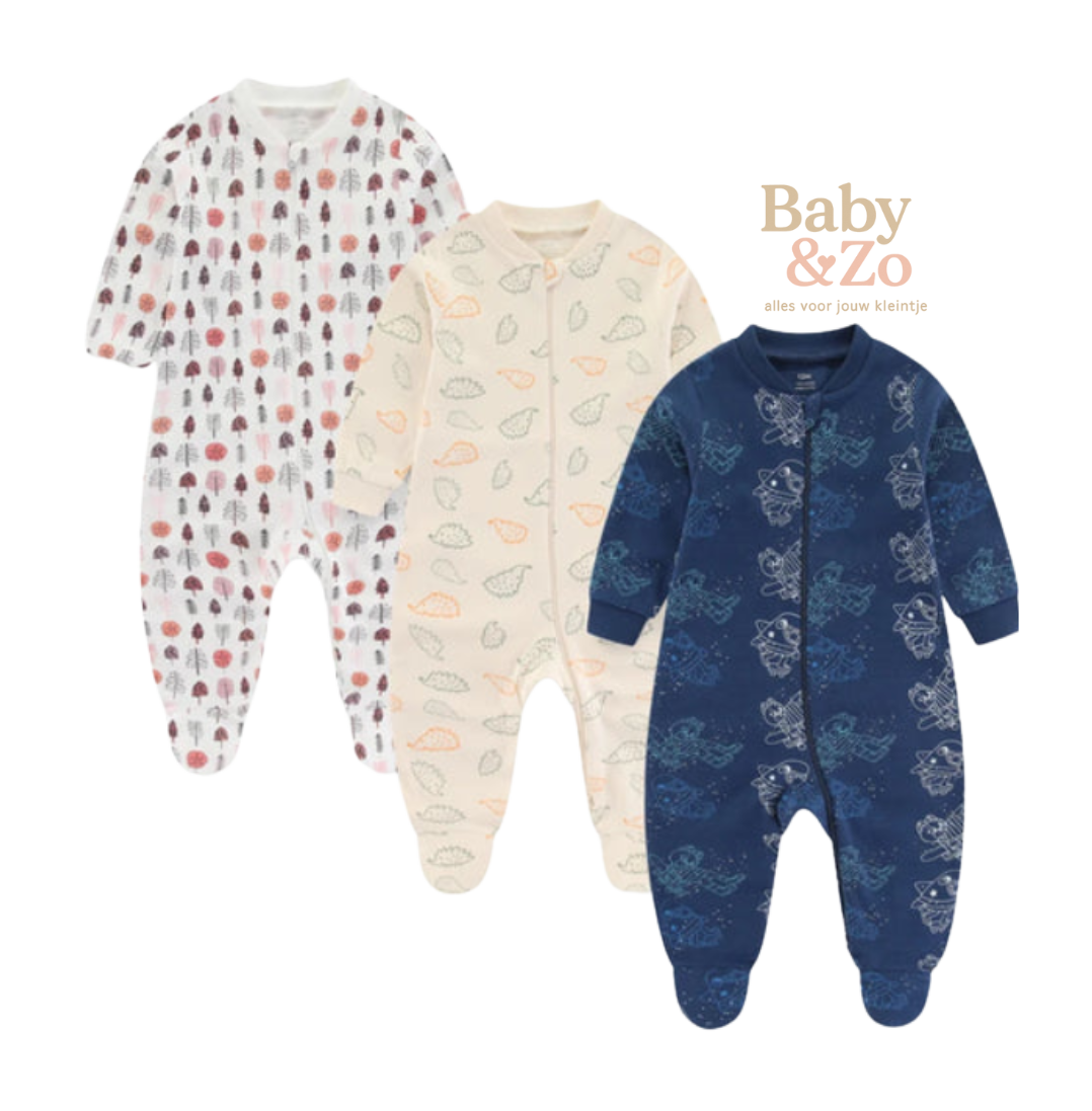 Set van 3 Babyboxpakjes| Ademend Katoen & Leuke Prints | 0-6 mnd