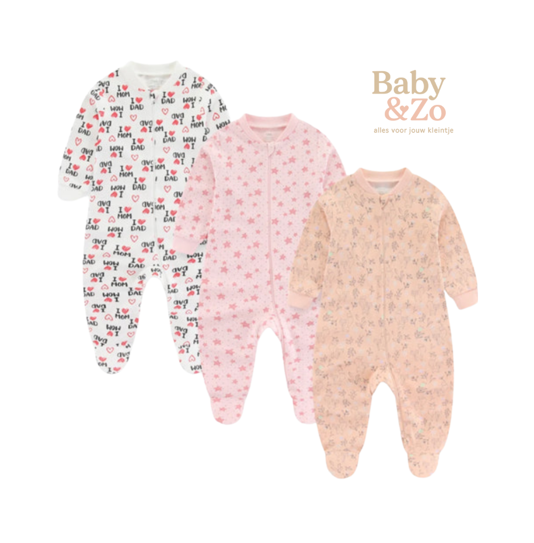 Set van 3 Babyboxpakjes| Ademend Katoen & Leuke Prints | 0-6 mnd