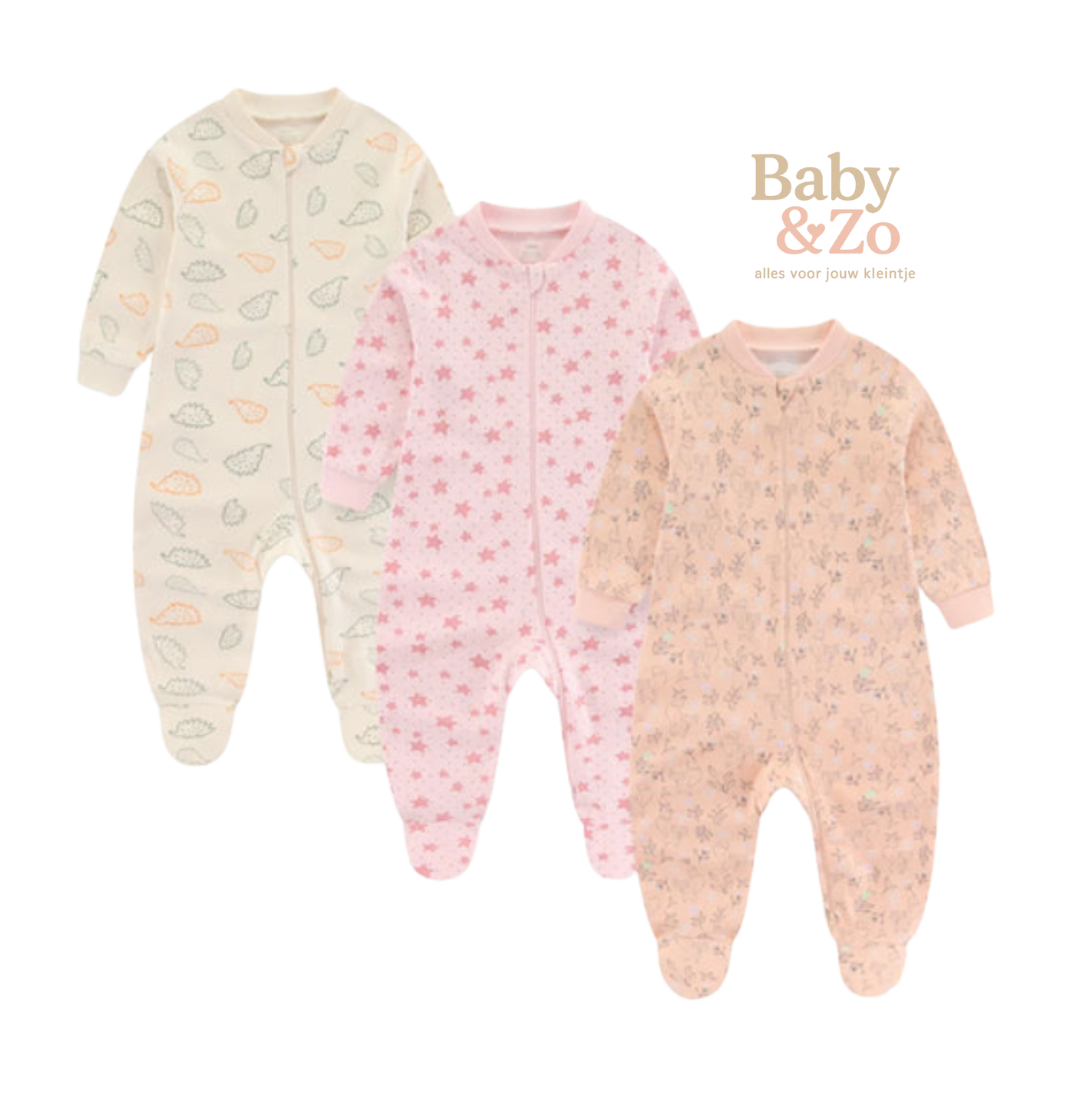 Set van 3 Babyboxpakjes| Ademend Katoen & Leuke Prints | 0-6 mnd