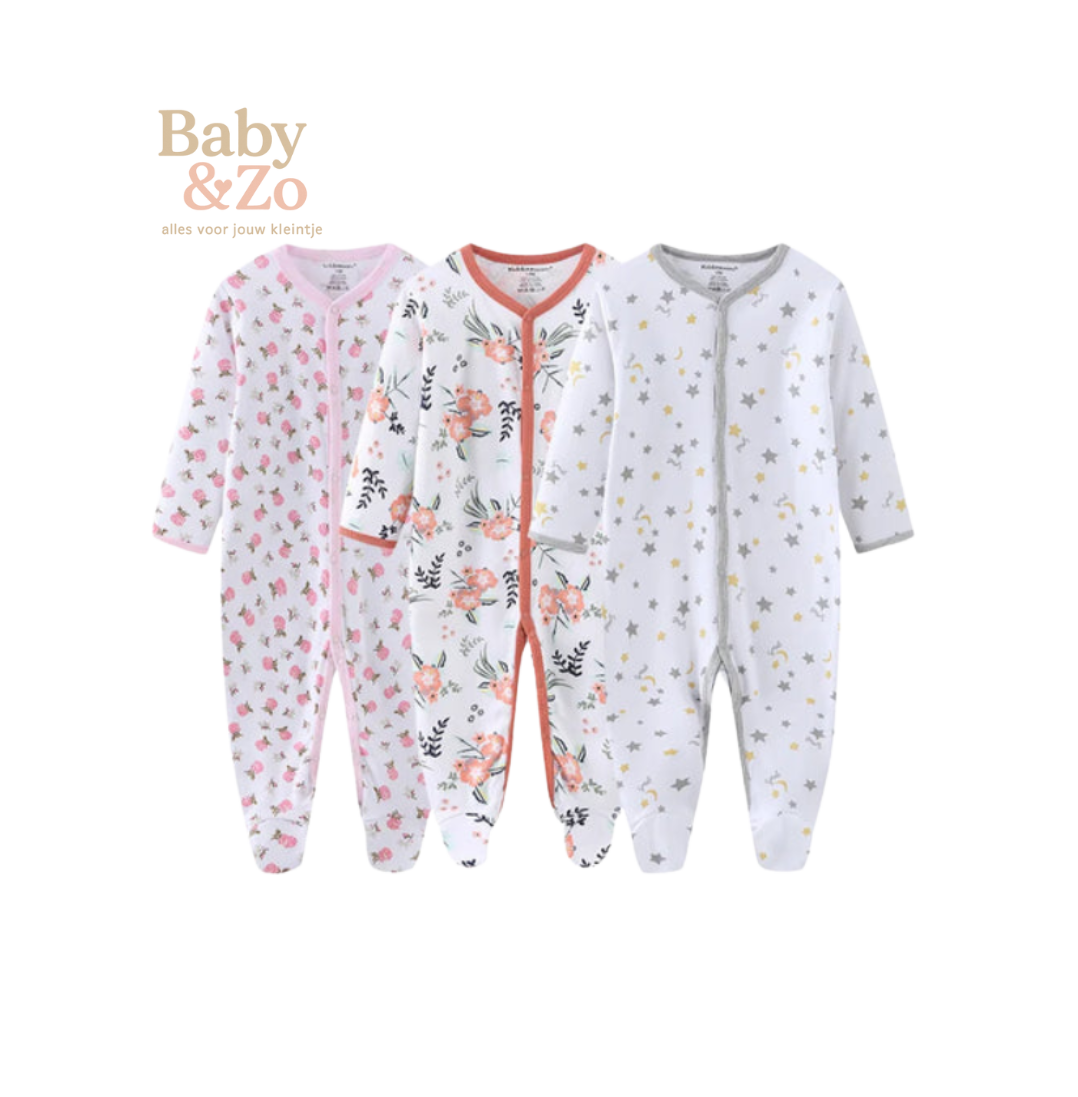 Set van 3 Babyboxpakjes| Ademend Katoen & Leuke Prints | 0-6 mnd