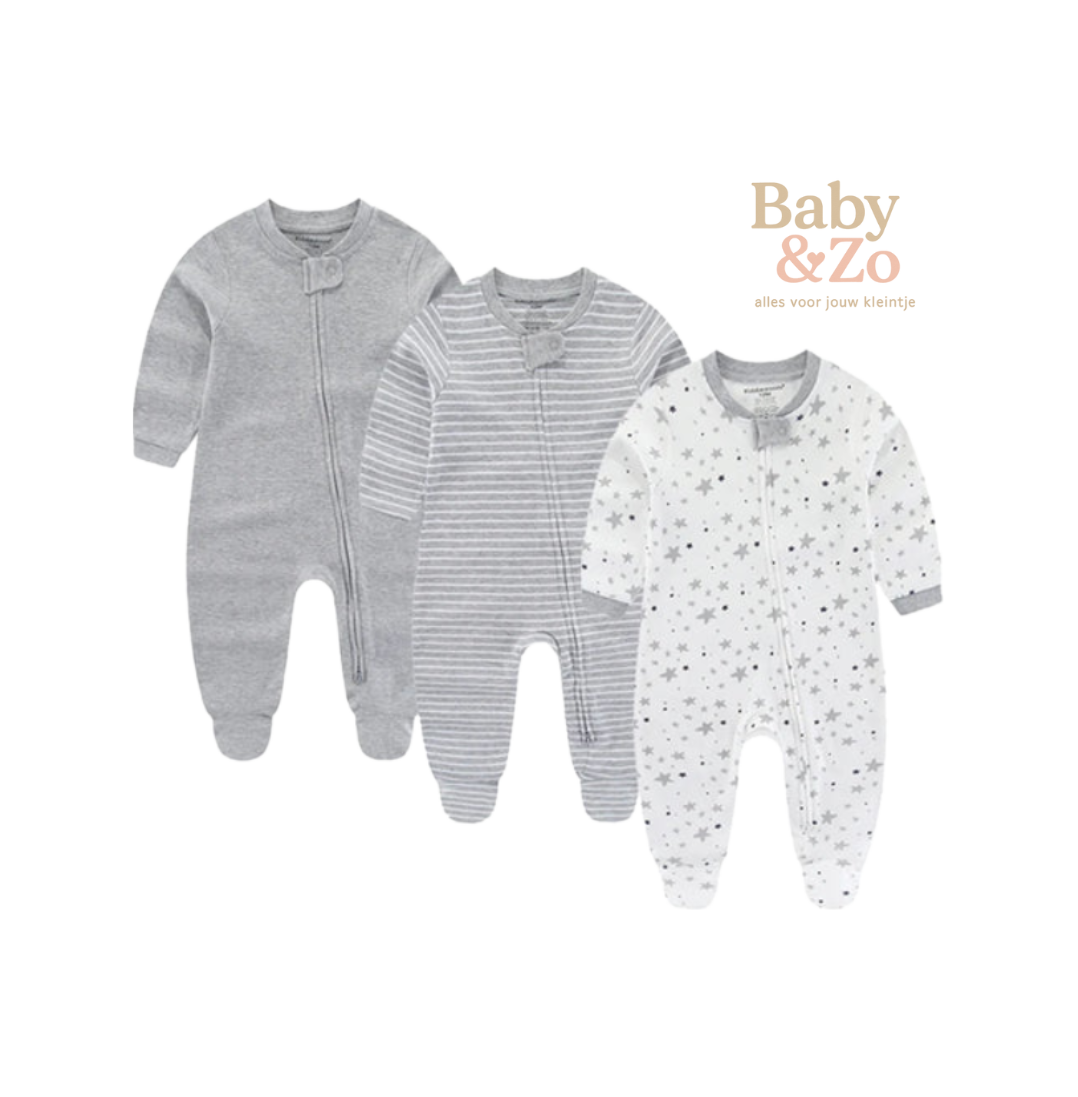 Set van 3 Babyboxpakjes| Ademend Katoen & Leuke Prints | 0-6 mnd