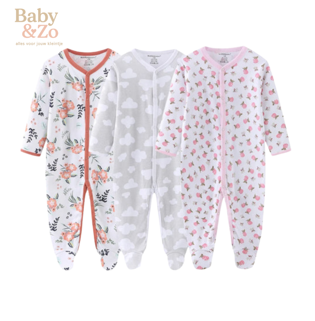Set van 3 Babyboxpakjes| Ademend Katoen & Leuke Prints | 0-6 mnd