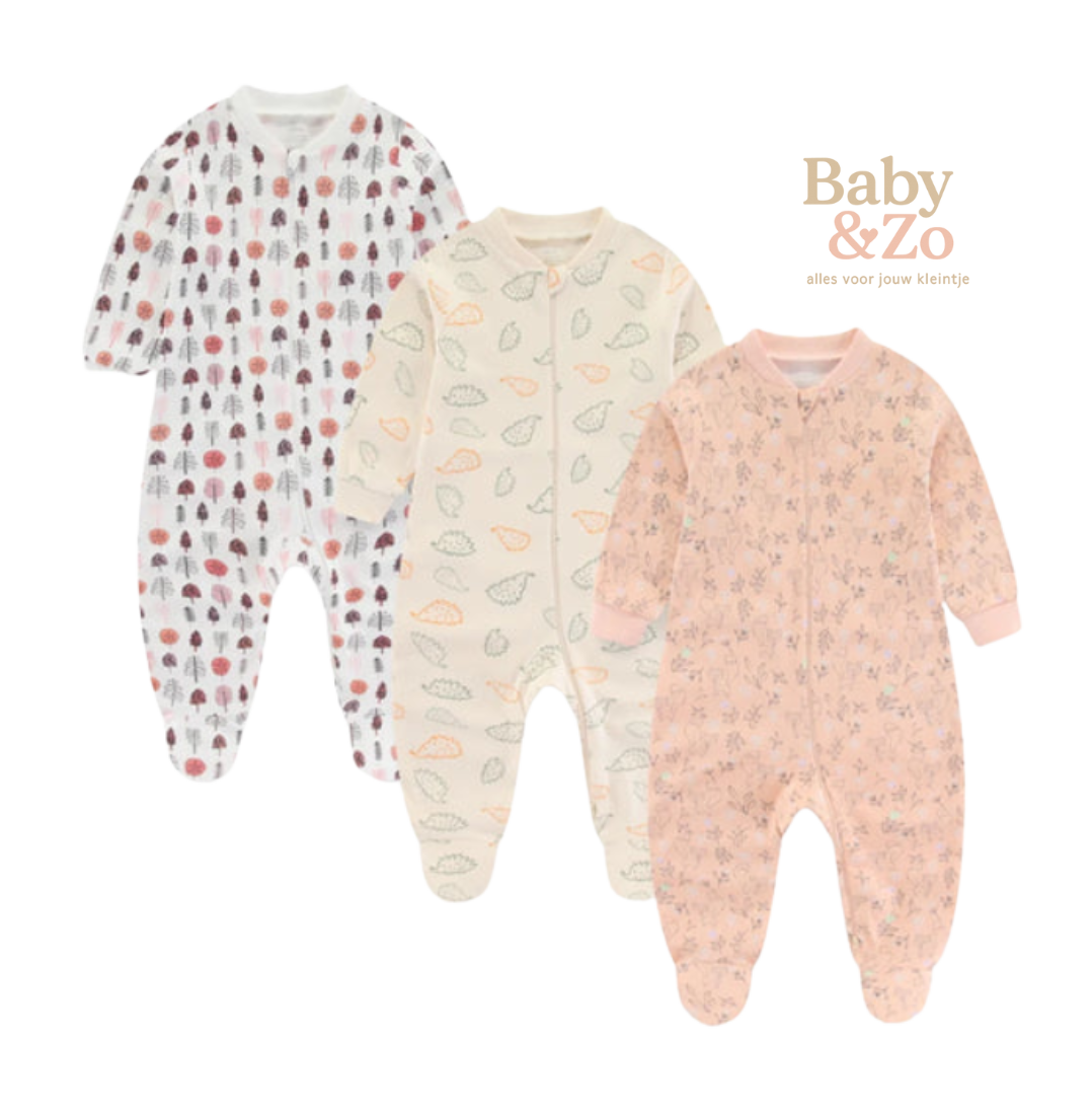 Set van 3 Babyboxpakjes| Ademend Katoen & Leuke Prints | 0-6 mnd