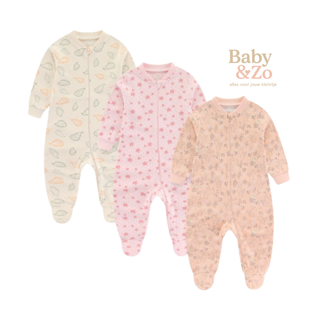 Set van 3 Babyboxpakjes| Ademend Katoen & Leuke Prints | 0-6 mnd