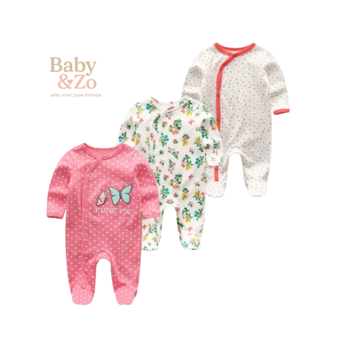 Set van 3 Babyboxpakjes| Ademend Katoen & Leuke Prints | 0-6 mnd
