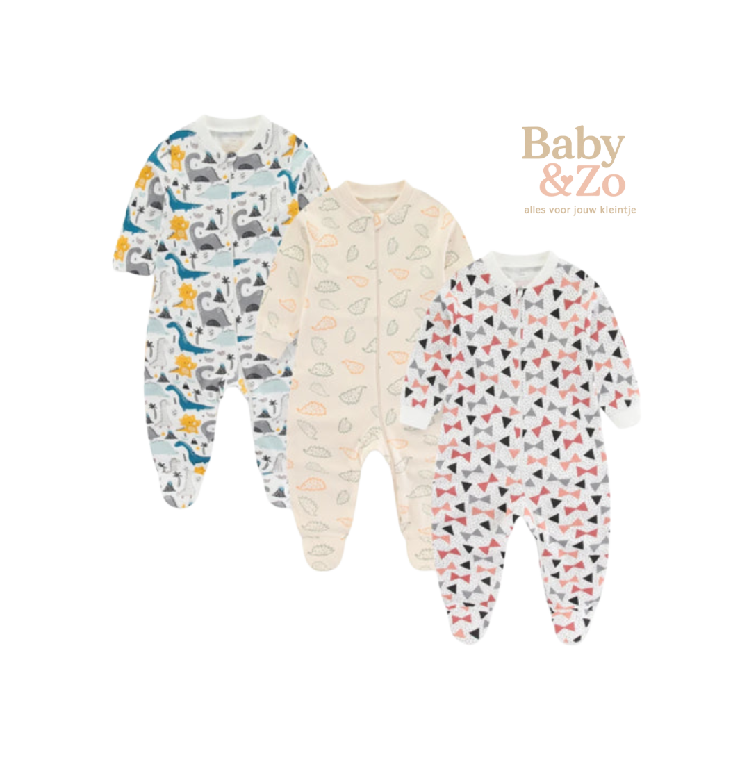 Set van 3 Babyboxpakjes| Ademend Katoen & Leuke Prints | 0-6 mnd