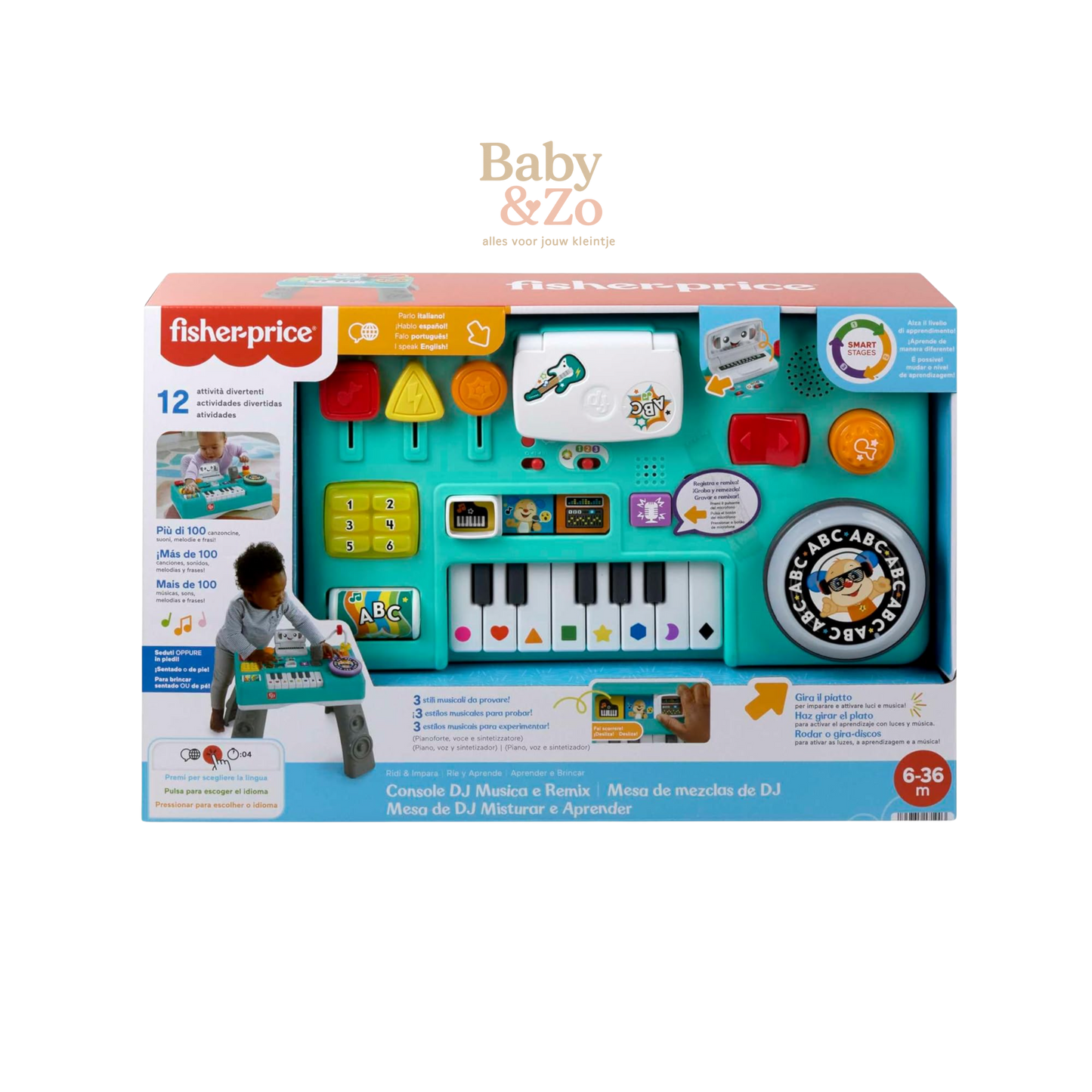 Fisher Price DJ Speeltafel – Educatief Muziek Speelgoed met Licht & Geluid (6-36 mnd) | Smart Stages Baby Activiteitentafel