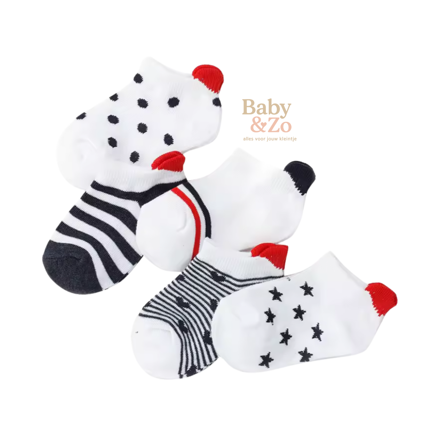 5 Paar Babysokjes | Antislip & Niet Afzakkend