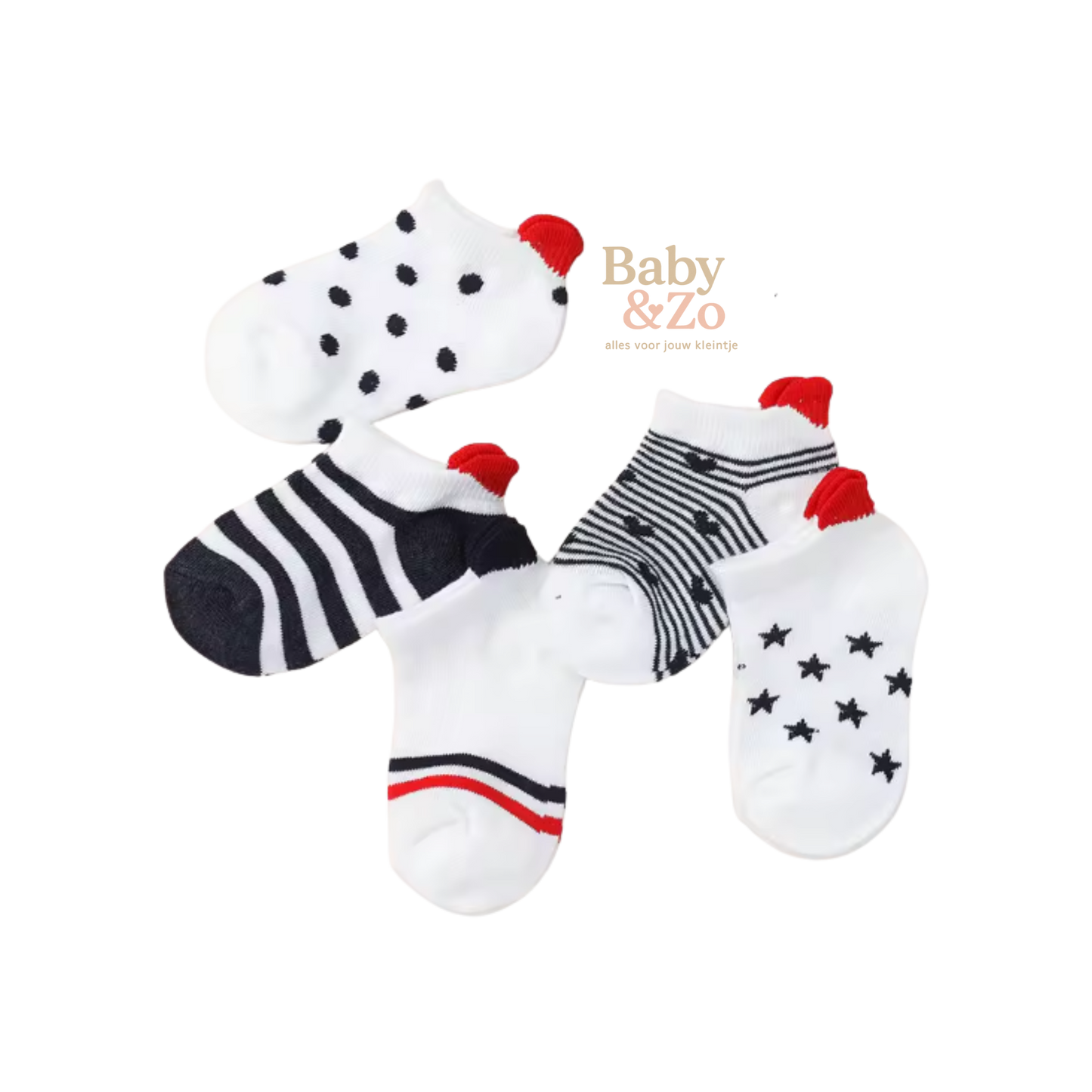 5 Paar Babysokjes | Antislip & Niet Afzakkend