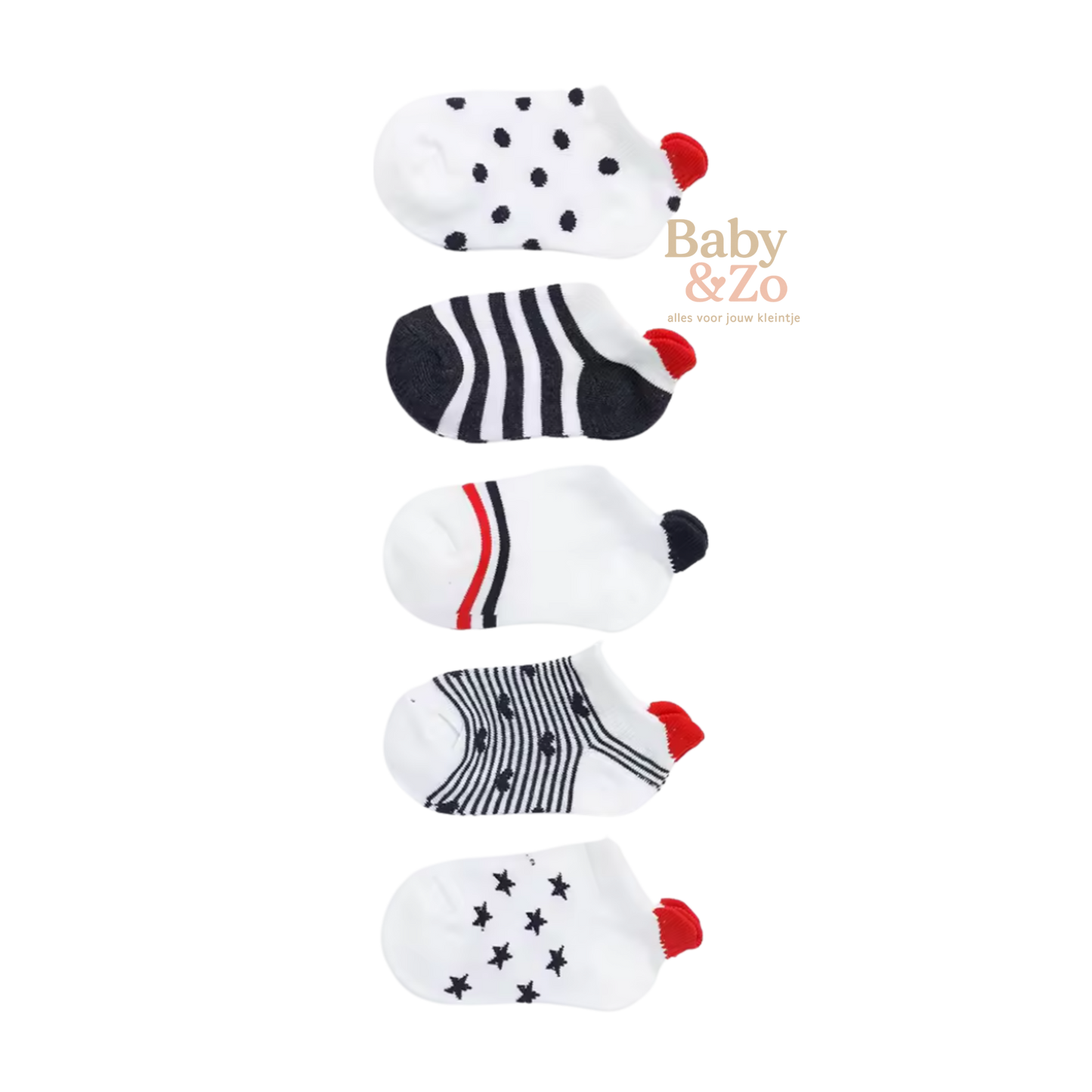 5 Paar Babysokjes | Antislip & Niet Afzakkend