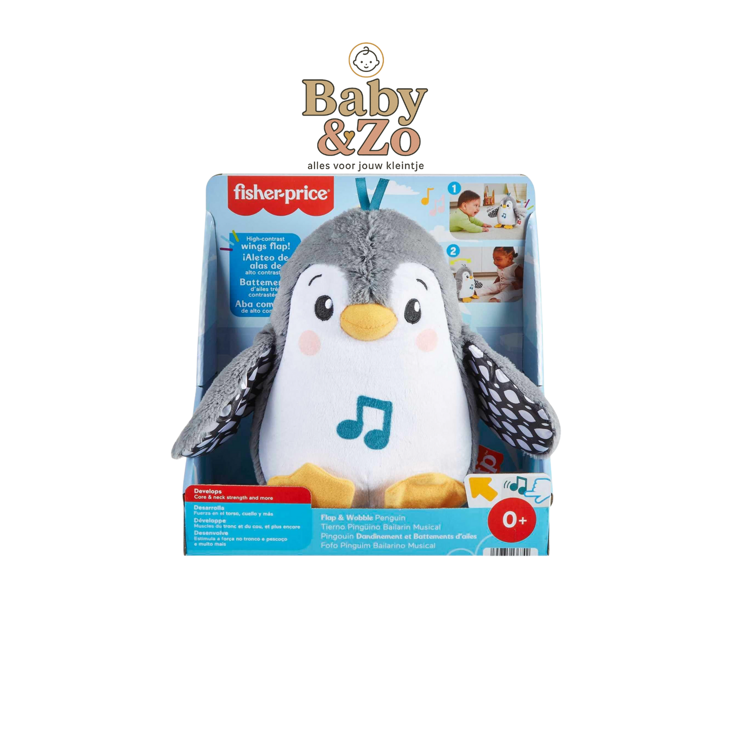 Fisher-Price Flap & Wobble Pinguïn | Interactief Pluche Speelgoed