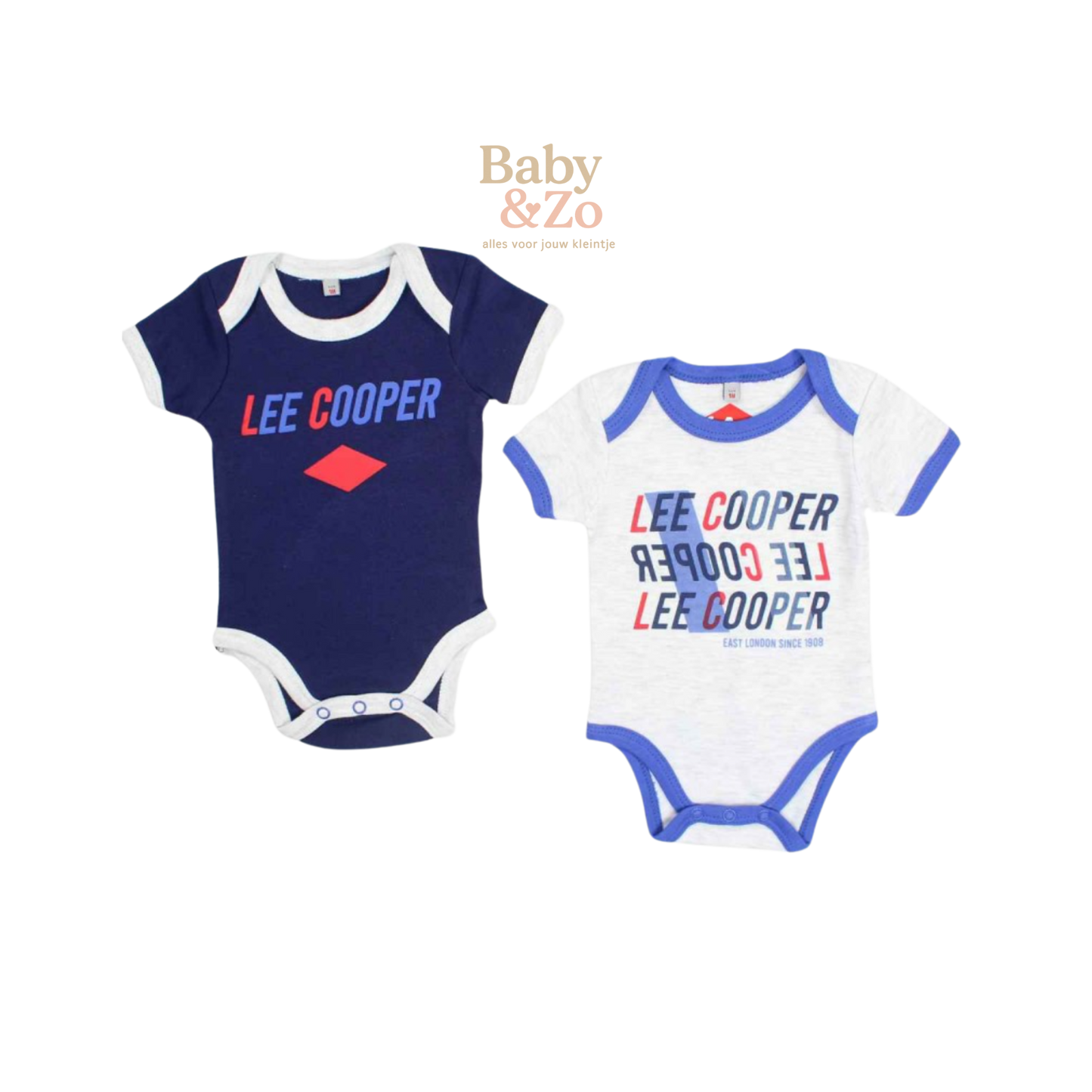 Lee Cooper Baby Rompers Set van 2 Grijs & Donkerblauw