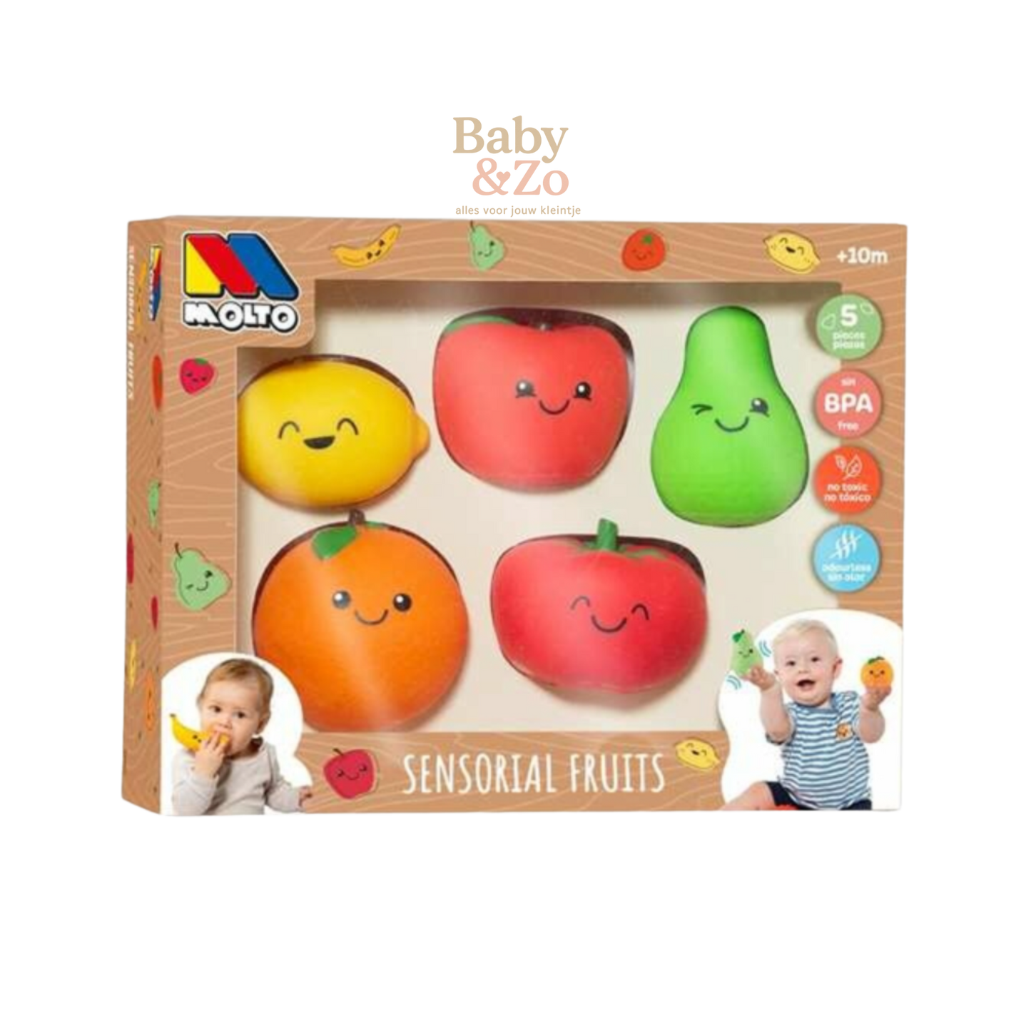 Zachte Sensorische Fruitset 5 Stuks | Veilig Baby Bijtspeelgoed