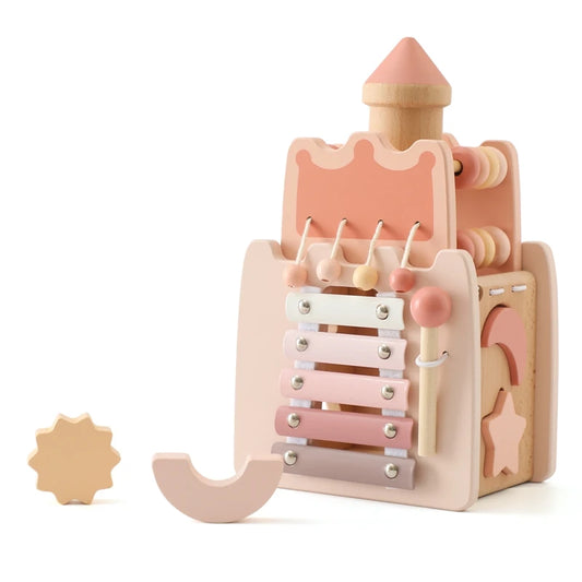 5-in-1 Montessori Houten Speelkasteel | Educatief & Creatief Baby en Peuterspeelgoed | Vanaf 1 Jaar | Duurzaam & Veilig