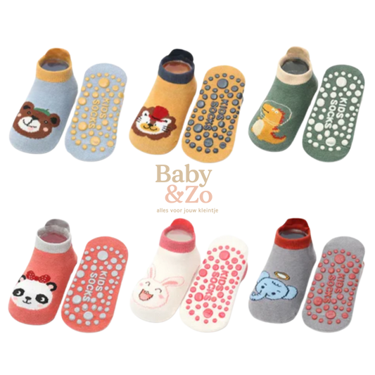 🧦 6 Paar Antislip Babysokken Schattige Cartoon Dieren