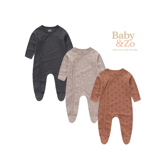 👶 Set van 3 Babyboxpakjes. Ademend Katoen met Leuke Prints
