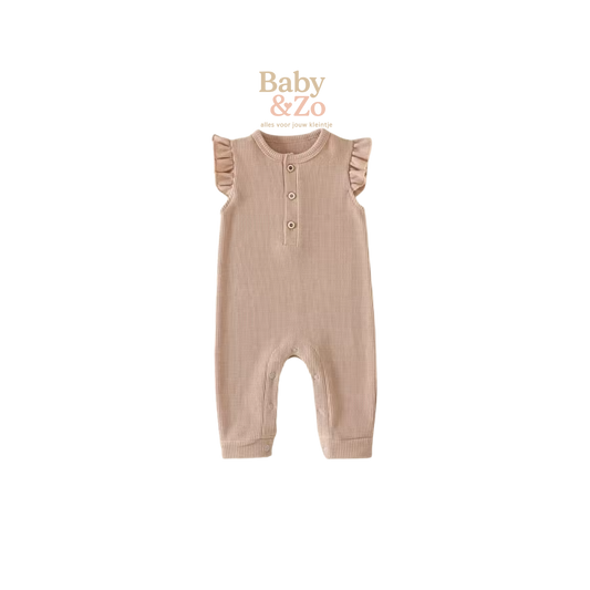 Ruffle Boxpakje Zomer | Geribbelde Jumpsuit met Ruches voor Baby Meisjes (0-12M)