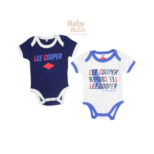 Lee Cooper Baby Rompers Set van 2 Grijs & Donkerblauw