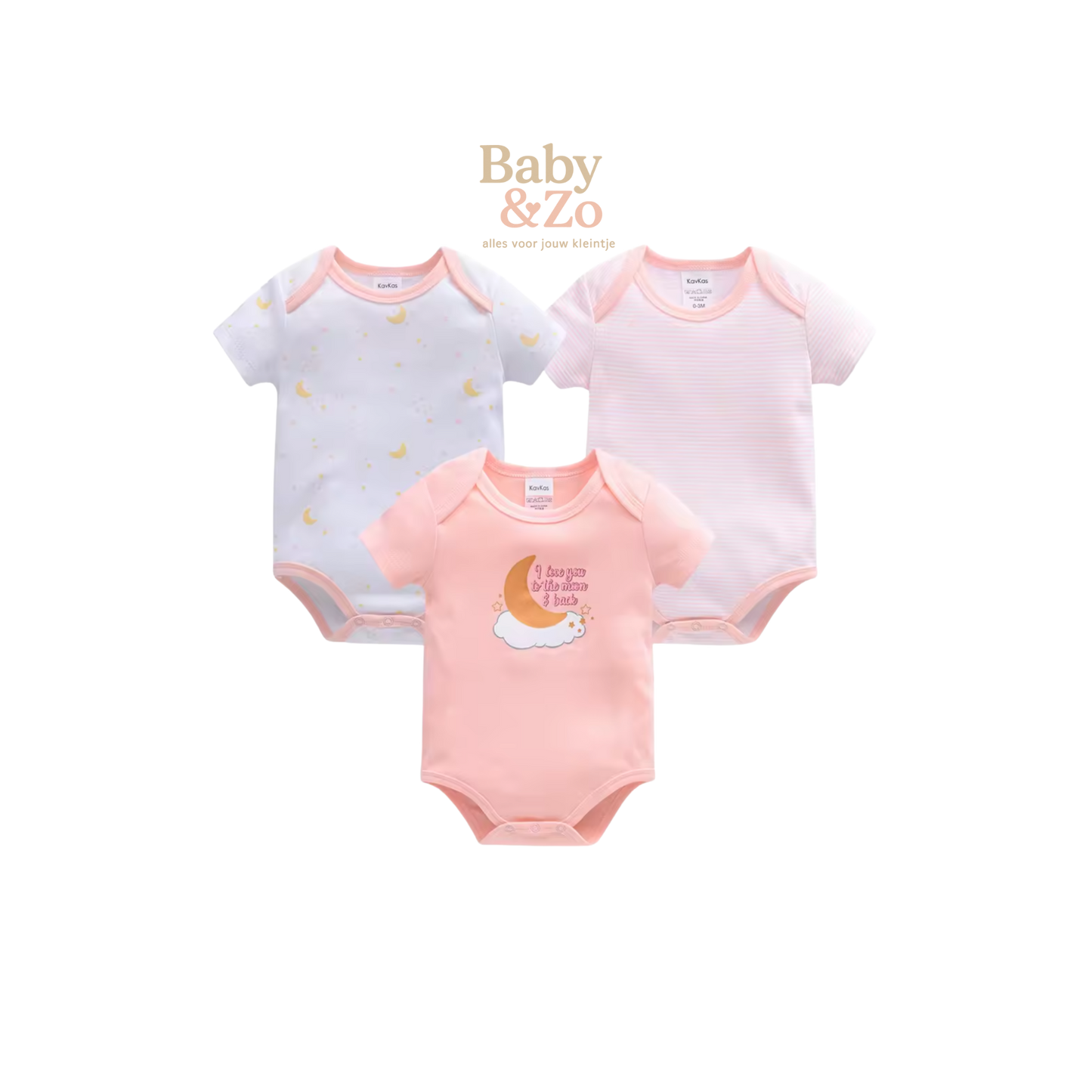 3x Baby Rompertje Meisje | Zachte Katoen met Lieve Printjes | 0‑12 mnd