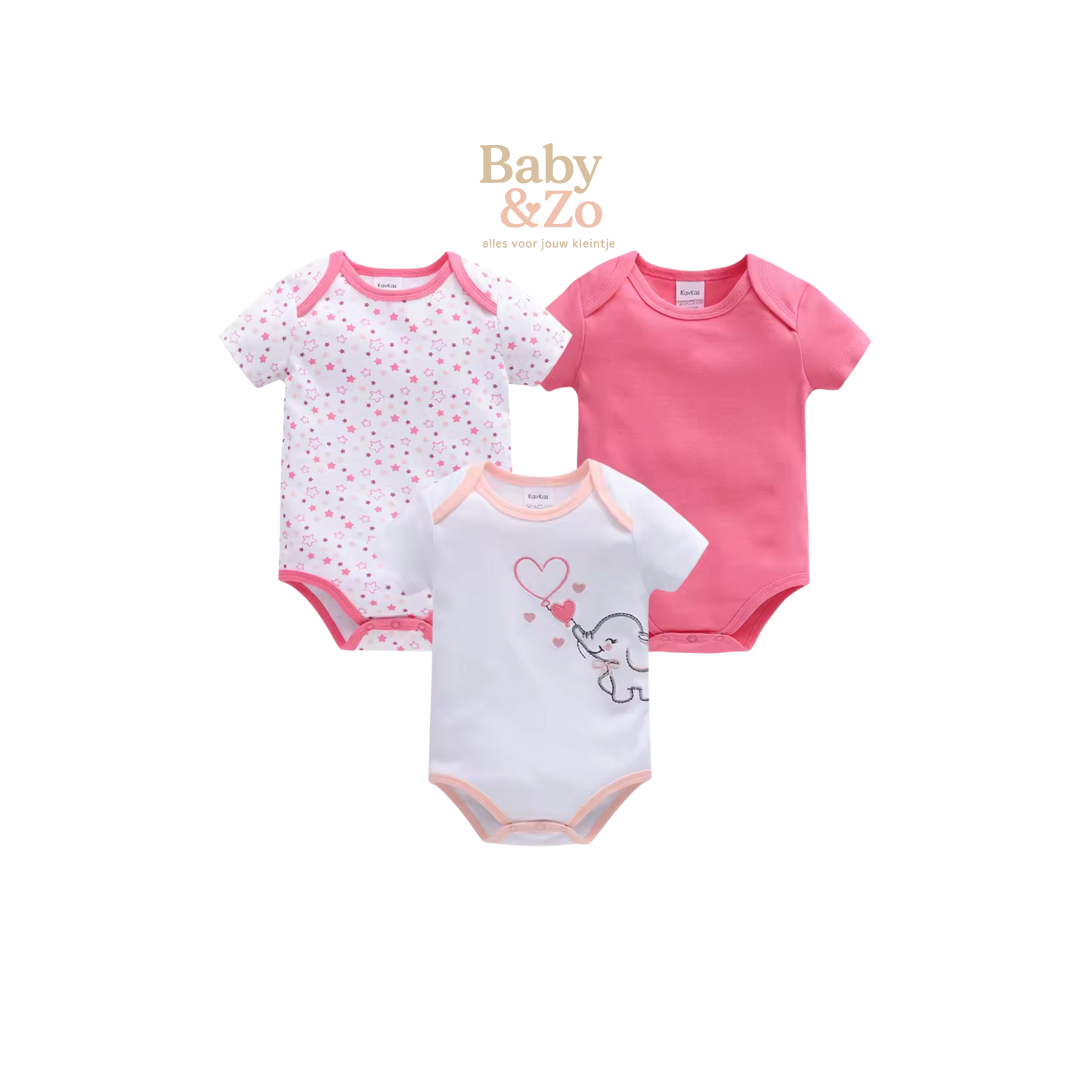 3x Baby Rompertje Meisje | Zachte Katoen met Lieve Printjes | 0‑12 mnd