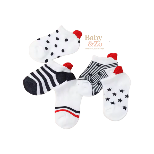 5 Paar Babysokjes | Antislip & Niet Afzakkend