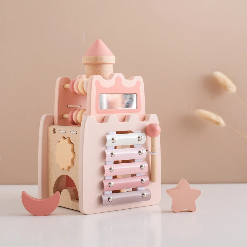 5-in-1 Montessori Houten Speelkasteel | Educatief & Creatief Baby en Peuterspeelgoed | Vanaf 1 Jaar | Duurzaam & Veilig