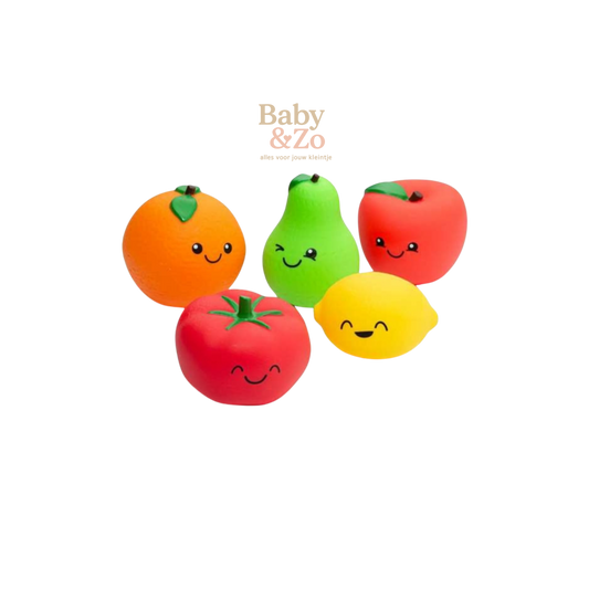 Zachte Sensorische Fruitset 5 Stuks | Veilig Baby Bijtspeelgoed